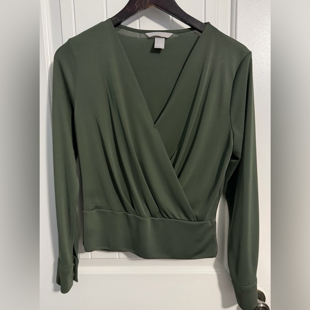 H&M Olive Green Wrap Blouse